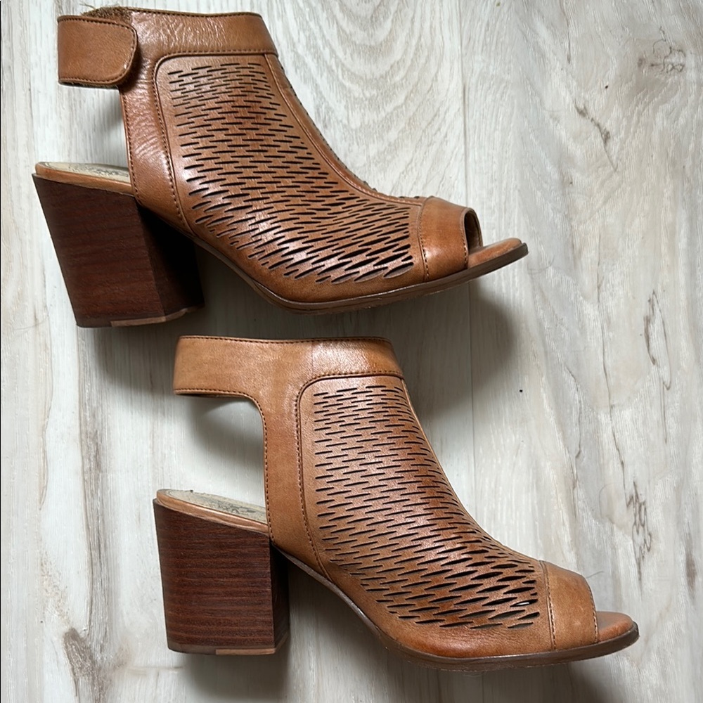 Vince Camuto Brown Ankle Wrap Casual Heels